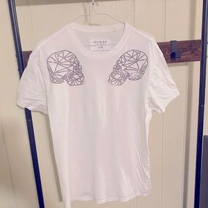Guess, white, T-shirt, Large